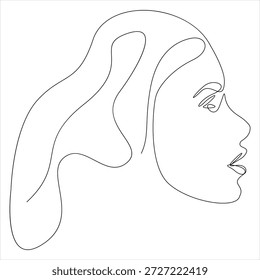 Dibujo continuo de una línea de cara de mujer bonita Vector de arte de línea de retrato femenino mínimo