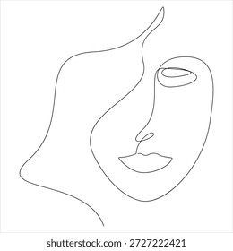 Dibujo continuo de una línea de cara de mujer bonita Vector de arte de línea de retrato femenino mínimo