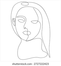 Dibujo continuo de una línea de cara de mujer bonita Vector de arte de línea de retrato femenino mínimo