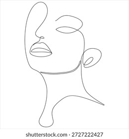 Dibujo continuo de una línea de cara de mujer bonita Vector de arte de línea de retrato femenino mínimo