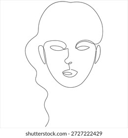 Dibujo continuo de una línea de cara de mujer bonita Vector de arte de línea de retrato femenino mínimo
