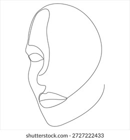 Dibujo continuo de una línea de cara de mujer bonita Vector de arte de línea de retrato femenino mínimo