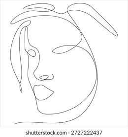 Dibujo continuo de una línea de cara de mujer bonita Vector de arte de línea de retrato femenino mínimo