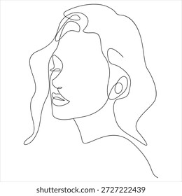 Dibujo continuo de una línea de cara de mujer bonita Vector de arte de línea de retrato femenino mínimo