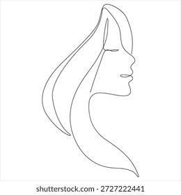 Dibujo continuo de una línea de cara de mujer bonita Vector de arte de línea de retrato femenino mínimo