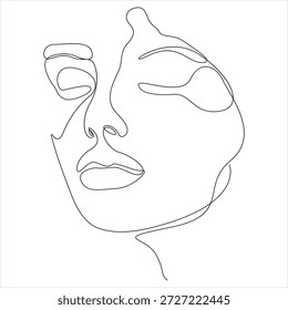 Dibujo continuo de una línea de cara de mujer bonita Vector de arte de línea de retrato femenino mínimo