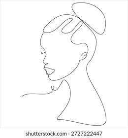 Dibujo continuo de una línea de cara de mujer bonita Vector de arte de línea de retrato femenino mínimo