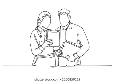 Desenho contínuo de uma linha da equipe de profissionais de negócios
