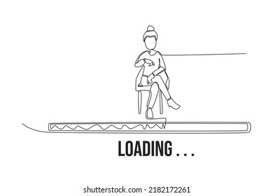 Continuous one line drawing progress loading bar icon. Measurement and performance level concept. Single line draw design vector graphic illustration.