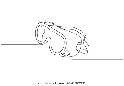 Desenho contínuo de uma linha de proteção óculos ilustração de vetor. Estrutura de tópicos editável