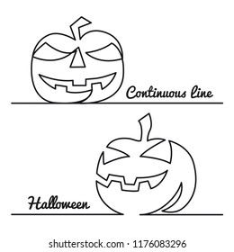 Continuous one Line Drawing of pumpkin hand-drawn picture silhouette. Line art doodle vector illustration
