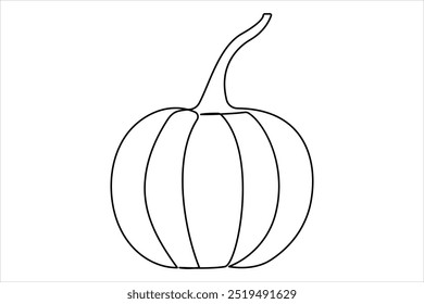 Continuous one line drawing of pumpkin outline vector art illustration