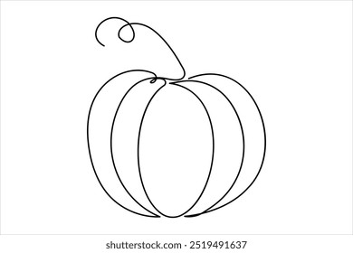 Continuous one line drawing of pumpkin outline vector art illustration
