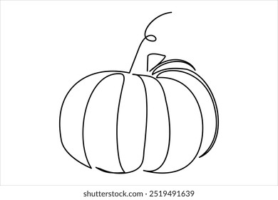Continuous one line drawing of pumpkin outline vector art illustration