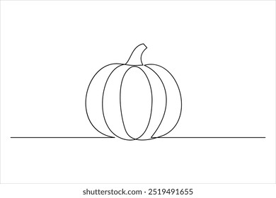 Dibujo continuo de una línea de ilustración de Arte vectorial de contorno de calabaza