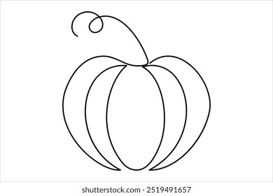 Continuous one line drawing of pumpkin outline vector art illustration