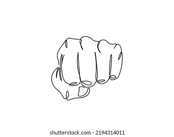 Continuous one line drawing. Punch Hand Vector illustration