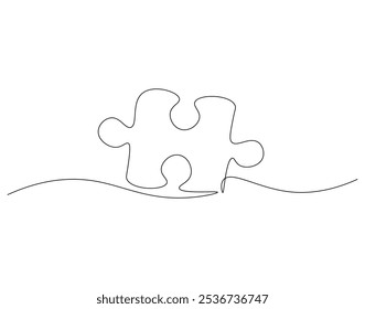 Continuous one line drawing of puzzle. One line drawing illustration of puzzle game. Problem solving. Business, thinking process, creativity concept single line. Editable outline