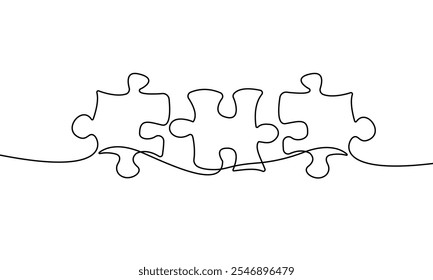 Continuous One Line Drawing Puzzle Connect. Business Connection One Line Minimalist Vector Illustration. Single Line Art for Modern Business Design. Not AI!