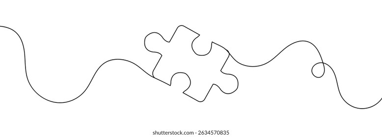 Dibujo continuo de una línea de rompecabezas de croquis negro sobre fondo blanco. Puzzle simple ilustración de una línea. Concepto de negocio Abstractas de arte de línea. Dibujo de contorno minimalista. Vector EPS 10