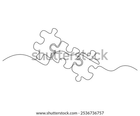 Continuous one line drawing of puzzle. One line drawing illustration of puzzle game. Problem solving. Business, thinking process, creativity concept single line. Editable outline