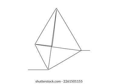Continuous one line drawing pyramid. Geometric shapes concept concept. Single line draw design vector graphic illustration.