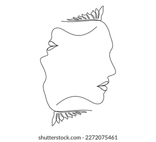 Continuous one line drawing of queen and crown. Simple queen tiara outline design. Editable active stroke vector.