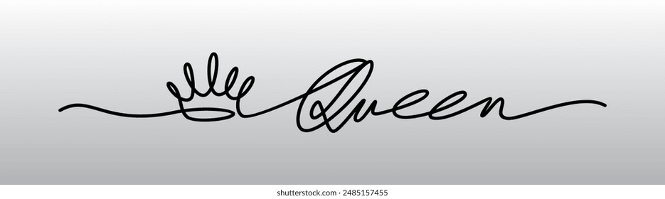 Dibujo continuo de una línea de Queen aislado sobre fondo blanco. Ilustración vectorial