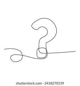 Dibujo continuo de una línea de signo de interrogación.  Trazo editable. Ilustración del vector