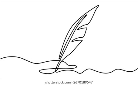 Dibujo continuo de una línea de pluma. Línea editable. Fondo aislado. línea continua pluma clásica pluma. pluma pluma continua ilustración de dibujo de una línea.