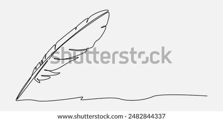 Continuous one line drawing of quill pen. Editable line. Isolated background. Vector illustration.