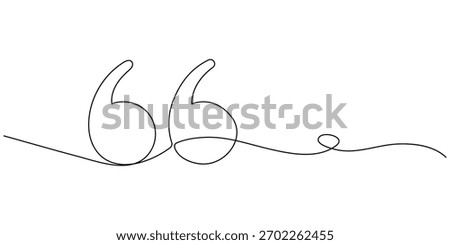 Continuous one  line drawing of a quote mark. Line Art Quotation Marks . Quotes continuous one line drawing. Vector illustration. 