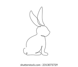 Continuous one line drawing of rabbis. Rabbit or bunny line art vector illustration. animal for kids concept.  Editable outline or stroke.