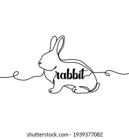 Dibujo continuo de una línea de conejo. Estilo minimalista. Perfecto para tarjetas, invitaciones a fiestas, afiches, pegatinas, ropa. Concepto animal