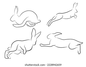 Continuous one line drawing of rabbit. Editable stroke. Minimalistic Vector illustration