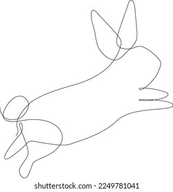 Continuous one line, drawing of a rabbit for many expression in white and black design. Chinese new year, rabbit zodiac, year of rabbit. Simple line Chinese new year.