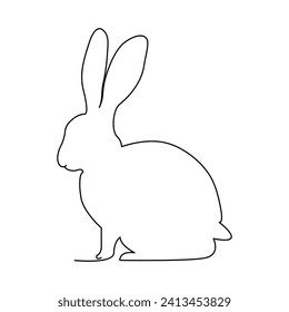 continuous one line drawing of Rabbit bunny, domestic animal and happy easter day concept hand drawn vector art illustration
