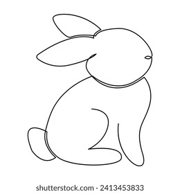 dibujo continuo de una línea conejo de conejo, animal doméstico y el concepto de día de Pascua feliz ilustración del arte vectorial dibujado a mano
