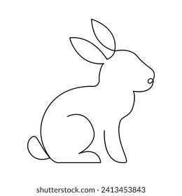 continuous one line drawing of Rabbit bunny, domestic animal and happy easter day concept hand drawn vector art illustration