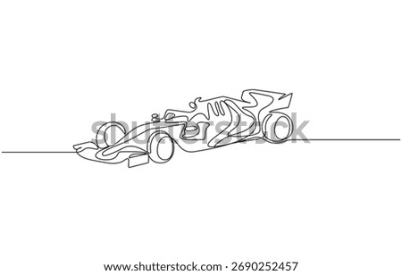 Continuous one line drawing of racing vehicles car,Formula F1 racing car. Continuous one line art drawing style, Formula sport car one line drawing illustration.