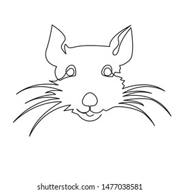 Continuous one line drawing rat, Chinese Zodiac Sign Year of Rat, Happy Chinese New Year 2020, decorations for greeting card, logo, posters, print, tattoo, single line on white background.