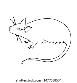 Continuous one line drawing rat, Chinese Zodiac Sign Year of Rat, Happy Chinese New Year 2020, decorations for greeting card, logo, posters, print, tattoo, single line on white background.