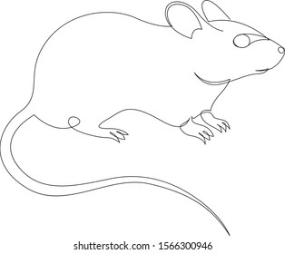 Continuous One Line Drawing Rat Mouse Stock Vector (Royalty Free ...