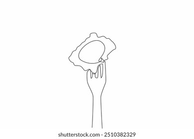 Um desenho contínuo ravioli de uma linha perfurado com um garfo. Há muitas maneiras de desfrutar de ravioli. Uma deliciosa comida italiana. Deleção. Dia Nacional de Ravioli. Ilustração de vetor de design de desenho de linha única