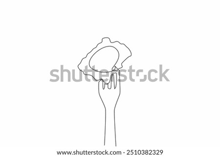 Continuous one line drawing ravioli pierced with a fork. There are many ways to enjoy ravioli. A delicious Italian food. Delectation. National Ravioli Day. Single line draw design vector illustration