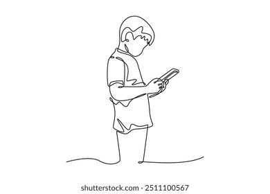 Continuous one line drawing reading book concept. Doodle vector illustration.