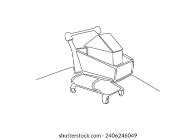 Dibujo continuo de una línea Concepto de negocios inmobiliarios. Ilustración del vector Doodle.