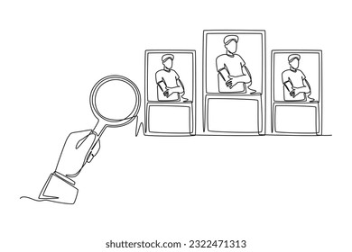 Continuous one line drawing Recruitment Process concept. Single line draw design vector graphic illustration.