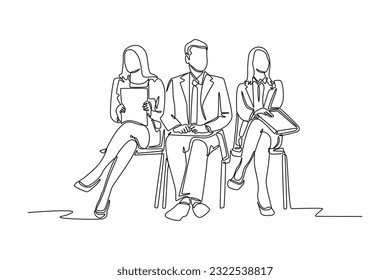 Concepto continuo del proceso de contratación de una línea. Ilustración gráfica vectorial de diseño de líneas simples.