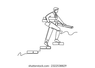 Continuous one line drawing Recruitment Process concept. Single line draw design vector graphic illustration.